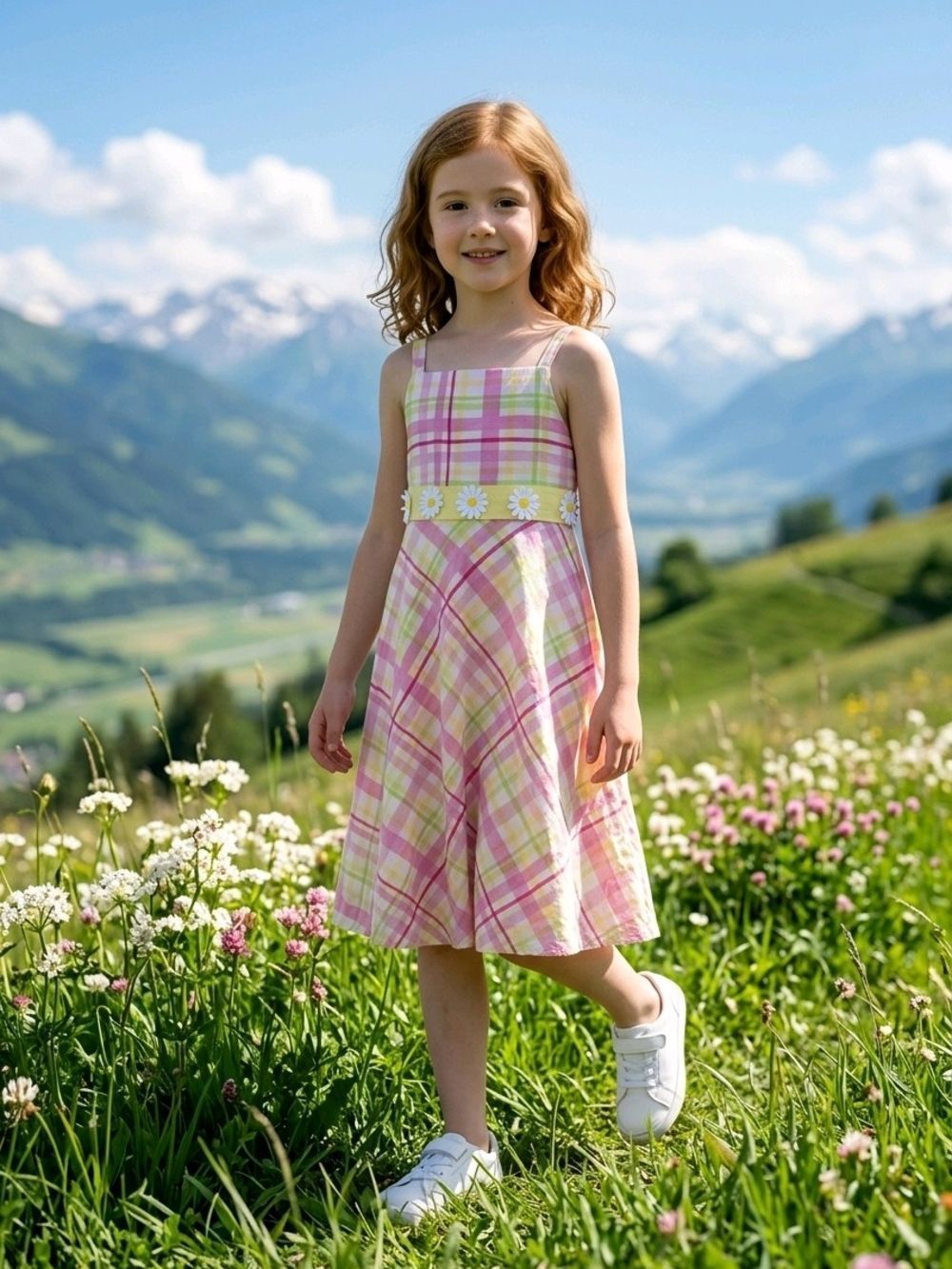emily west Pink Plaid Daisy-Band Sundress